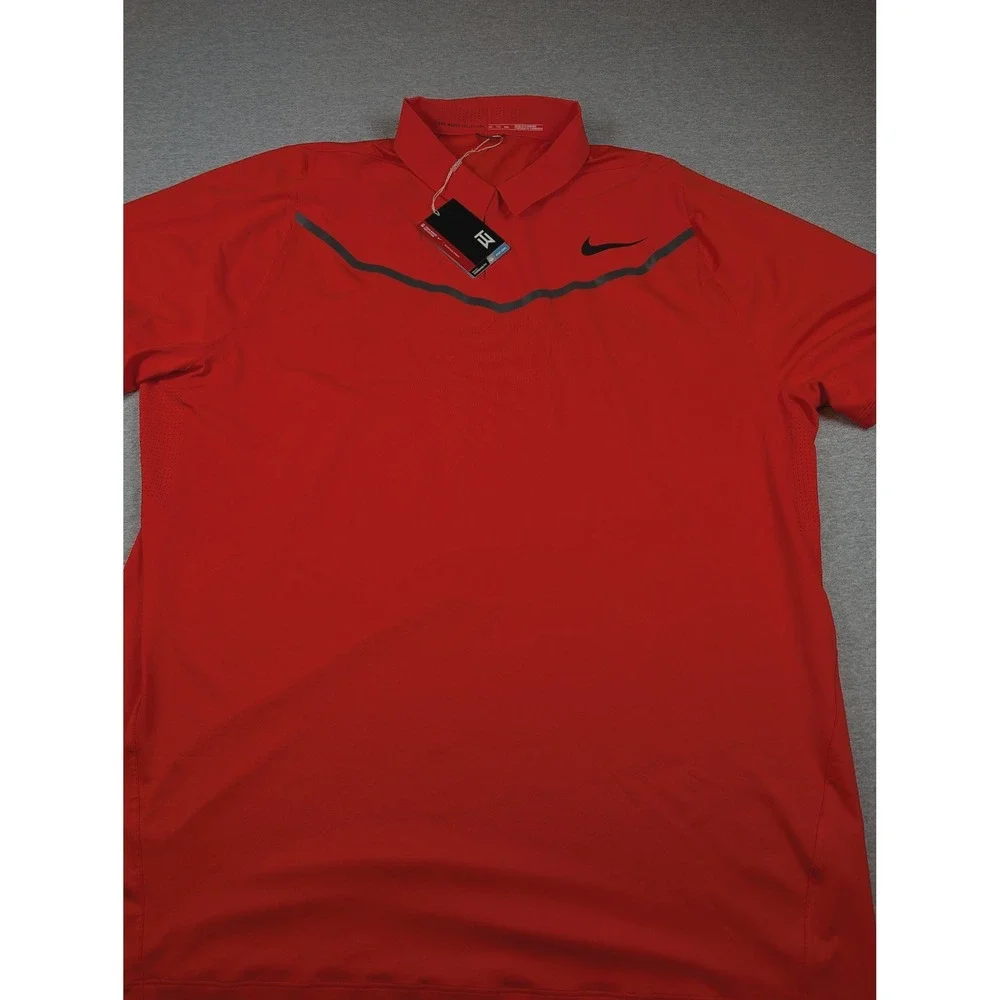 Nike Tiger Woods TW Velocity Max Polo Men's XXL Red Black Golf Shirt 833163-852